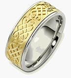 14 Karat 8mm Multi Texture Two-Tone Gold Comfort Fit Wedding Band Ring