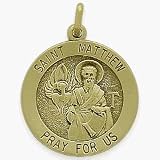 14 Karat Yellow Gold Saint Matthew Religious Medal Medallion with 18 Inch Chain