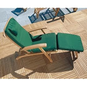 SERENITY TEAK STEAMER CHAIR WITH CUSHION (GREEN) - Fully Assembled