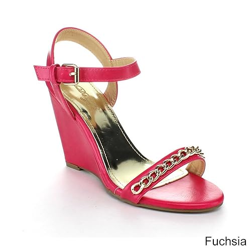 DBDK OLARY-2 Womens Hot Comfy Ankle Strap Open Toe Wedge Sandal w/chain