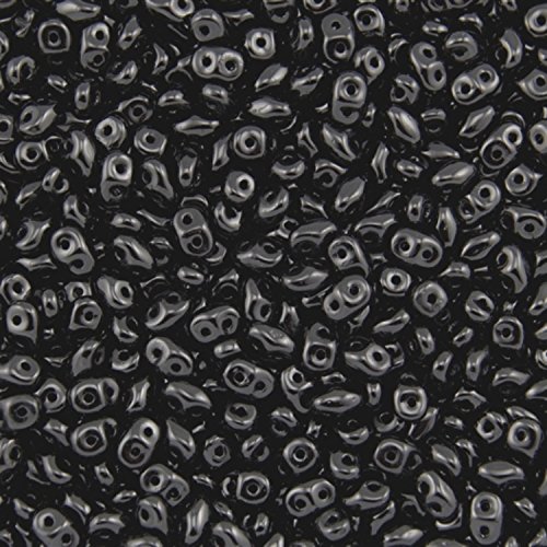 Czech Glass SuperDuo 2-Hole Seed Beads 5.5x2.5mm Jet Black 24 Gram-tube