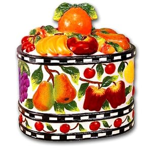 Ceramic Mix Fruit Table Top Cookie Jar Canister by