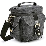 Evecase Compact DSLR / SLR Micro four Thirds Digital Camera Holster Carrying Bag Case - Gray Small Canvas