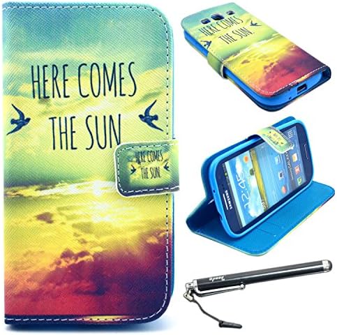 S3 Case, Galaxy S3 Case, Speedtek Sunrise Pattern Premium PU Leather Wallet Flip Protective Skin Case with Magnetic Closure for Samsung Galaxy S3 i9300 (2012) (Built-in Credit Card/ID Card Slot)