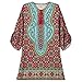 HiMONE Women's Summer Boho Retro Printed Casual Mini Beach Floral Tunic Dress Medium