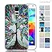 Galaxy S5 Case,LittleMax(TM) [Totem Series] Flexible TPU Soft Case Ultra Thin Back Bumper Cover Case for Samsung Galaxy S5 with Cleaning Cloth,Stylus Pen and Screen Protector (Life Tree)