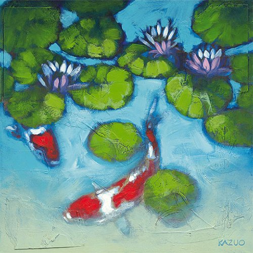 Eurographics KA1102 Kazuo, Koi Pool II 30 x 30 cm, Hochwertiger Kunstdruck - Kois Fische