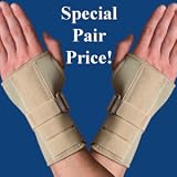 Pair of Thermoskin Wrist Brace, Hand Brace, Carpal Tunnel Brace with Dorsal Stay, Beige, Right and Left, Medium