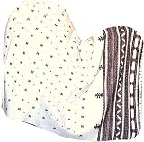 Embroidered Shawl Scarf Wrap Dress in Tribal Design in White with Thread Work 80 x 40 (ktds454)