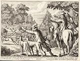 2.75 inch x 2 inch (7.5 x 5cm) Acrylic Fridge Magnet Wenceslaus Hollar - Coursing fallow deer