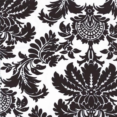1 X Taffeta Fabric Flocked Damask By The Yard - 58'' Wide - Black and White