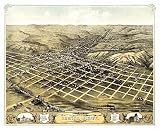 Historic Maps - Council Bluffs Bird's Eye View Map 1868 Iowa - Pottawattamie County - Bird's eye view of the city of Council Bluffs, Pottawattamie Co., Iowa 1868. 36x54