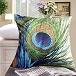 FablegentXH1 - Elegant Decorative Throw Pillow Cover - Peacock Feathers Design on Both Sides - Soft Velvet Fabric - Return Shipping Covered for Continental US Regions