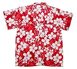 Hawaii Tropical Designs Boys' Hawaiian Frangipani Shirt Short Sleeve 6 Red