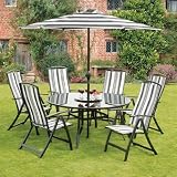 Suntime Antigua 6 Seat Round Patio Furniture Set - Oreo