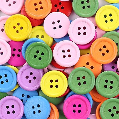 Crystallove 4 Holes Mixed Color Environmental Buttons 20mm in Bulk for Sewing Fasteners Scrapbooking and DIY Craft (0.8", 50pcs)