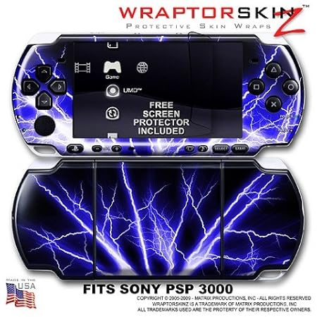 Lightning Blue WraptorSkinz Skin and Screen Protector Kit fits Sony PSP 3000