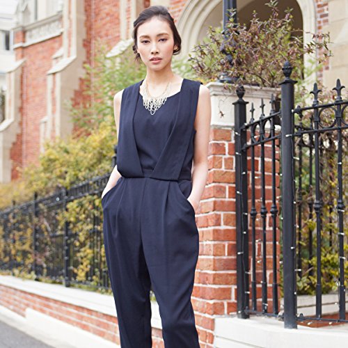 （ダブルスタンダードクロージング）DOUBLE STANDARD CLOTHING【Sov.】ハイツイストジョーゼット コンビネゾン(ネイビー)