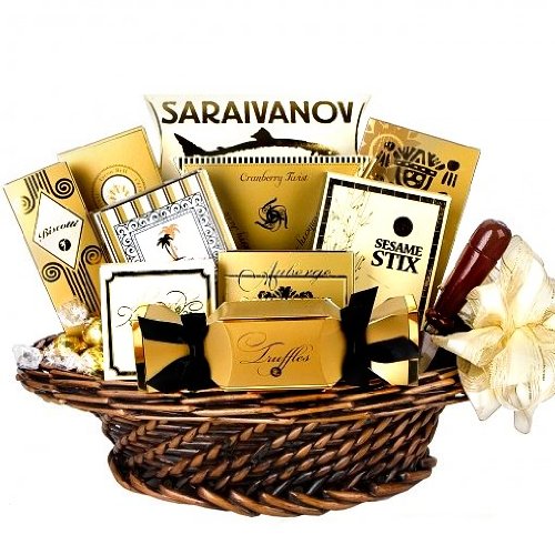 Good as Gold Gourmet Snack Food Basket - Great Mothers Day Gift Idea