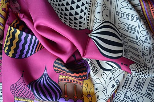 Worldwide Style Women's Fashion Luxury 100% Silk Satin Square Scarf 90x90cm (35"x35") Pink