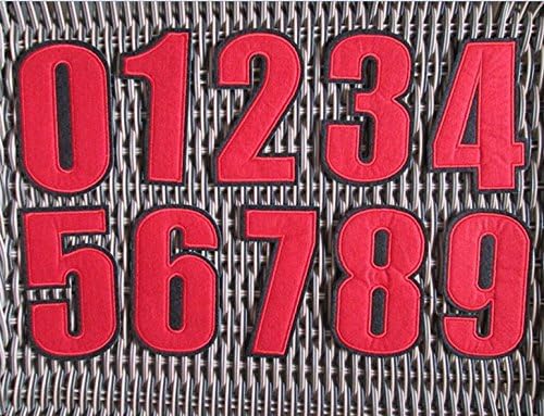 FairyMotion New 6.2*10.5Cm Red 0-9 Numbers Embroidered Patches Iron On Motif Applique Embroidery Patch Diy Accessory 20Pcs/Lot Pt0779 Perfect Patches