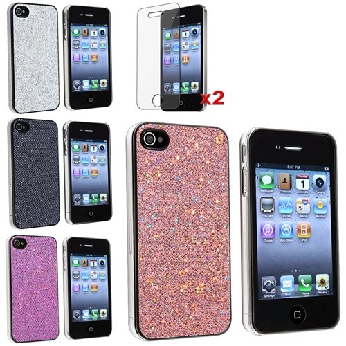 eForCity 4 Bling Glitter Hard Case Skin compatible with iPhone® 4 4G Version iPhone® 4S - AT&T, Sprint, Version 16GB 32GB 64GB, with 2 screen protector free