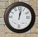 24-Inch Radio Controlled Indoor/Outdoor Clock with Thermometer and Humidity Gauge, Bronze Finish
