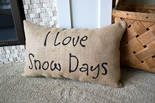 12x20" Burlap Winter and Christmas Pillow - I Love Snow Days - Rustic Christmas