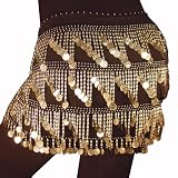 Professional Belly Dance Coin Hip Scarf, LOADED Three Row Rectangle, Fashion Colors Available