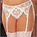 Plus Size Scalloped Embroidery Garter Belt 1x/2x White