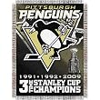 Pittsburgh Penguins NHL 3X Champs Commemorative Woven Tapestry Throw (48x60")"