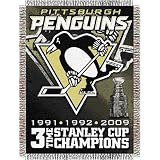 Pittsburgh Penguins NHL 3X Champs Commemorative Woven Tapestry Throw (48