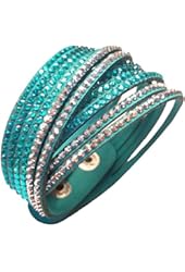 LUNA Premium Crystal Slake Bracelet with Beautiful Elements, Button Clamp (2 Types / Various Colors)