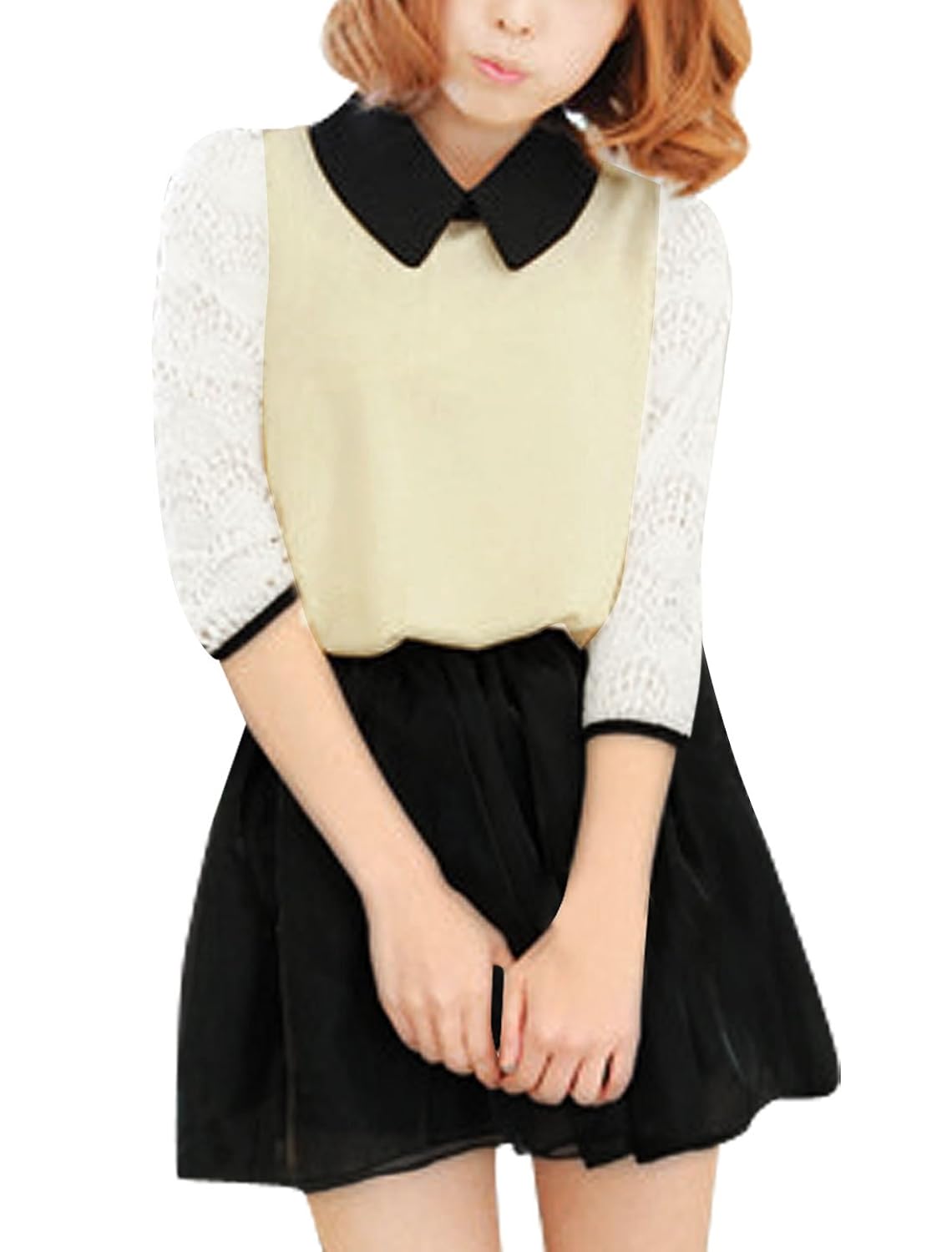 Allegra K Ladies Peter Pan Collar 3/4 Sleeve Semi Sheer Casual Blouse 
Allegra K Ladies Peter Pan Collar 3/4 Sleeve Semi Sheer Casual Blouse