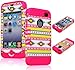 BasTexWireless Bastex Hybrid 2in1 Rocker Case for Apple iPhone 4, 4s - Hot Pink Silicone with Hard Colorful Neon Tribal Design