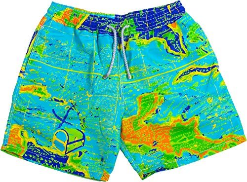 Papua - Tropical Color Caspian Sea Map Art Print High-End Swim Shorts-Small