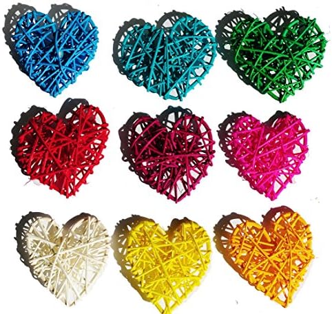 Exotic Elegance Set of 20 Heart Woven Rattan Supplies for String Lights /Home Decor/ Valentine's Party, Multicolored.
