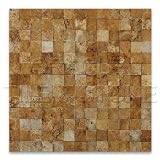 Gold / Yellow Travertine 1 X 1 Split-Faced Mosaic Tile - 6