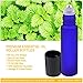6 Blue Essential Oils Roller Bottles - FREE Recipe eBook for Roll-ons! - Useful for Aromatherapy - Mix with Fractionated Coconut, Jojoba, Almond and Other Carrier Oil - Solid Blue Glass (Not Painted)