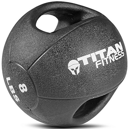 Titan Fitness 8 lb Dual Grip Medicine Ball Rubber Muscle Driver Sport Double