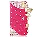 Mavis's Diary Bling Crystal Leather Magnetic Clasp Wallet Type Case with Heart Pendant for Samsung Galaxy S5 I9600, SM-G900A, SM-G900T, SM-G900P, SM-G900V, SM-G900R4 - Hot Pink with Cleaning Cloth