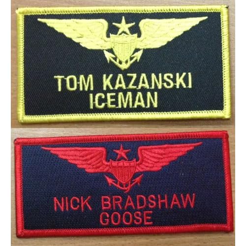 Topgun Call Sign Patches ICEMAN & Goose Top gun Badges Iron On or Sew
