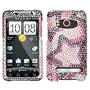 Full Diamond Pink Black Star Snap on Design Case Hard Case Skim Cover Faceplate for Sprint Htc Evo 4g + Anti-glare Matte Screen Protector Film