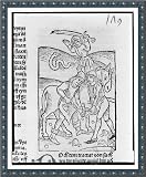 Historic Print (M): [Blacksmith shoeing a horse while a man with large sword slays a snake in the background