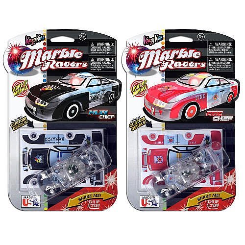 Skullduggery Krazy Kars Marble Racers 2 Pack - Light Up Police Chief and Fire Chief