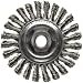 Weiler Dualife Wire Wheel Brush, Threaded Hole, Stainless Steel 302, Full Twist Knotted, 4" Diameter, 0.020" Wire Diameter, 5/8-11" Arbor, 7/8"  Bristle Length, 1/4" Brush Face Width, 20000 rpm