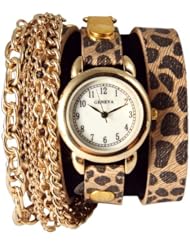 Triple Chain Wrap Watch-Cheetah Print
