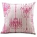 Createforlife Cotton Linen Decorative Throw Pillow Case Cushion Cover Retro Tea Light Chandelier Prints Pink Square 18