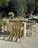 IMAGE OF 5pc Bar Cabinet and Four Bar Stools Set in Teak Finish