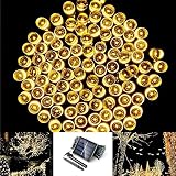 Jinggle LED 200球 22m 太陽発電 ソーラー 充電式 アウトドア ソーラーストリングライト ガーデン 装飾 クリスマス 屋外 防水 8パターン 飾りライト (ウォームホワイト)